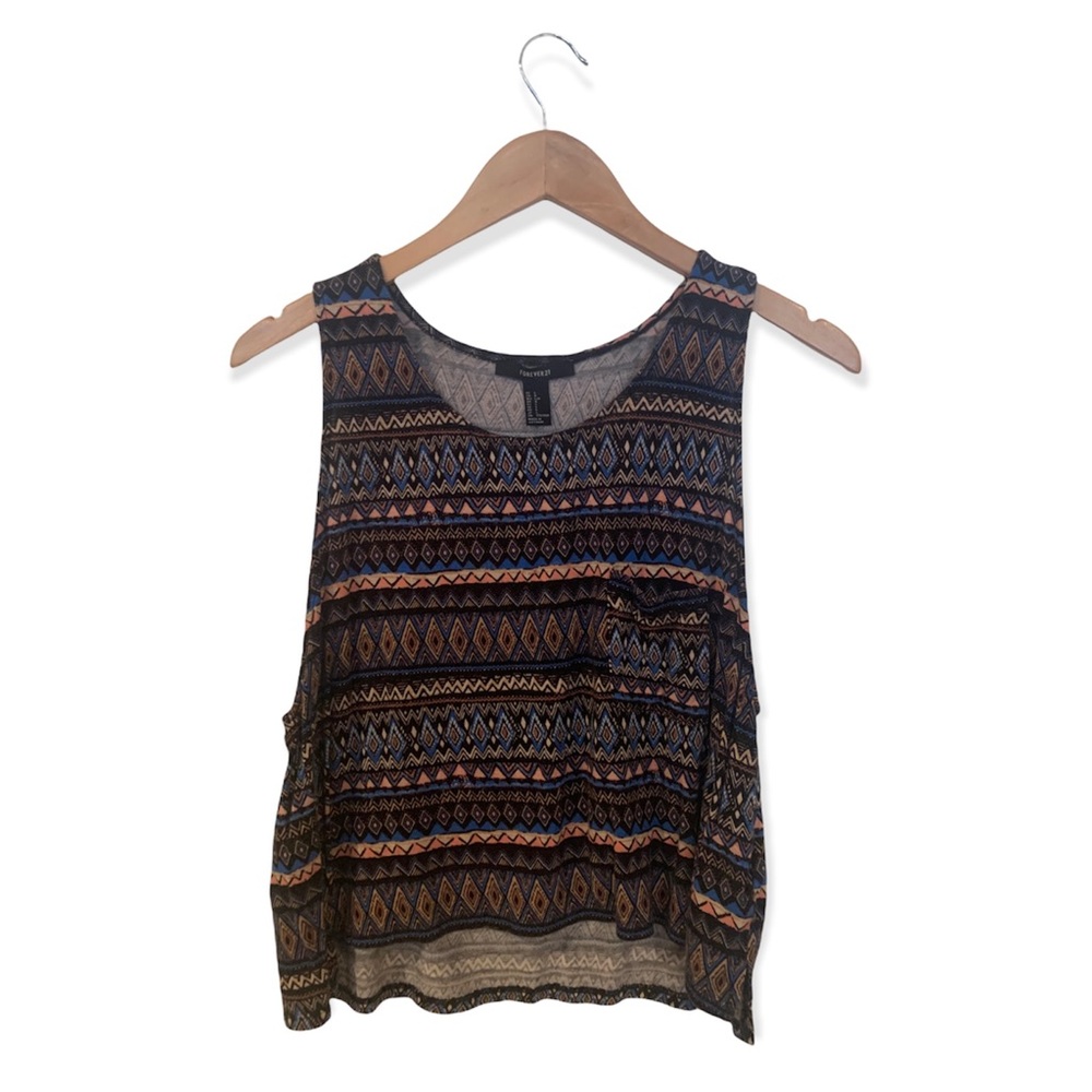 Forever 21 triangle boho patterned pocket tank top